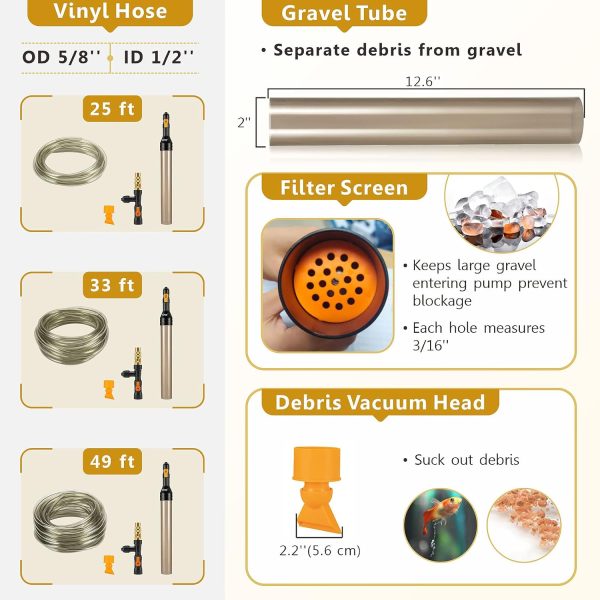 hygger Aquarium Gravel Cleaner Metal Water Change Kit-5