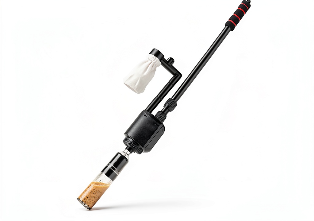 AQQA Aquarium Gravel Cleaner in use on a standard fish tank