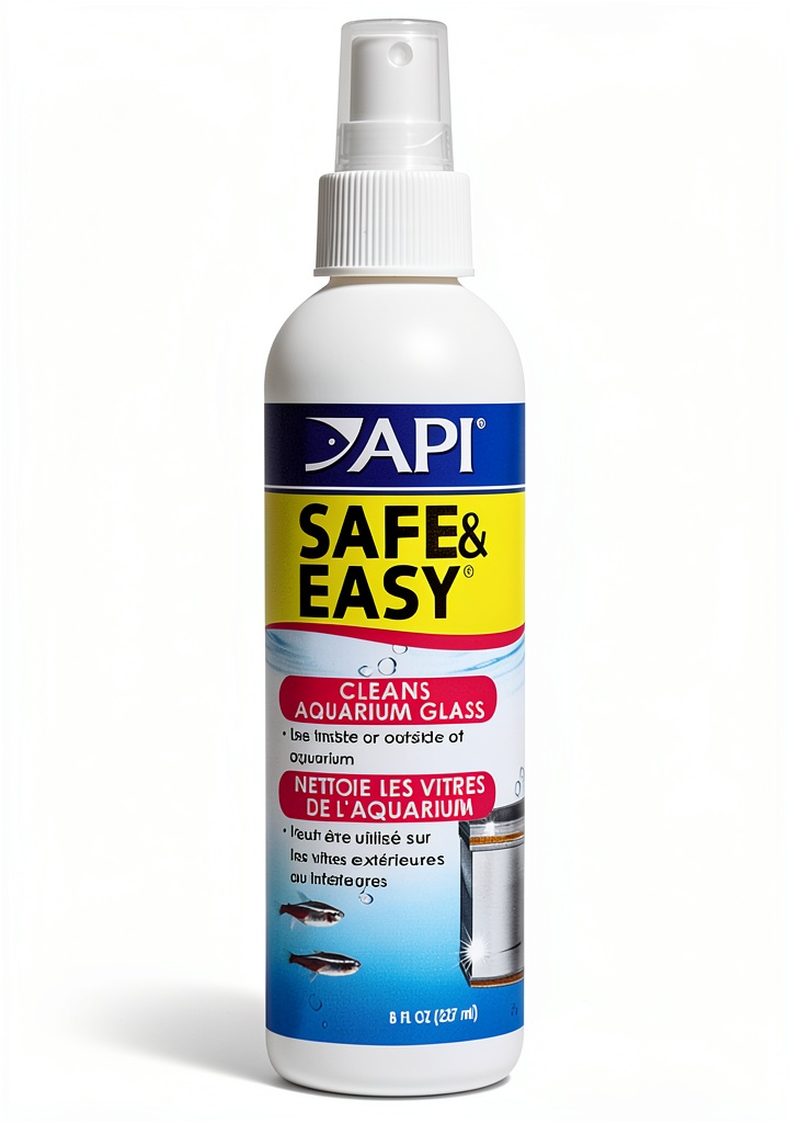 API Aquarium Cleaner Spray bottle next to a clean fish tank
