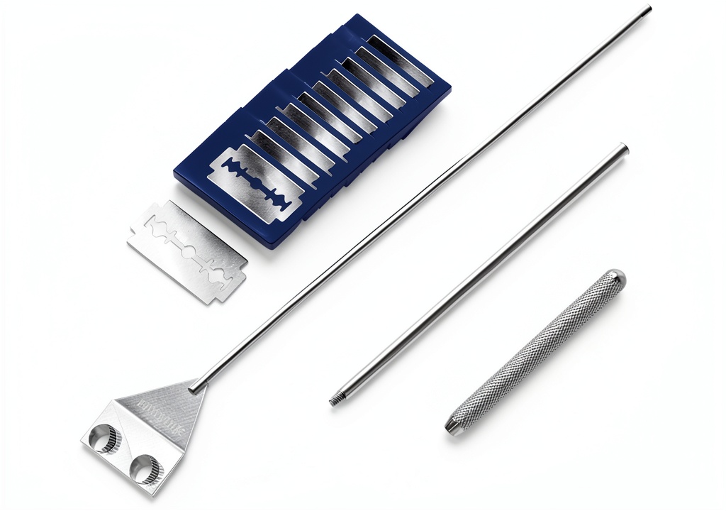 QYONLINE Aquarium Scraper Stainless Steel Extendable Handle in use on a 20‑gallon freshwater tank