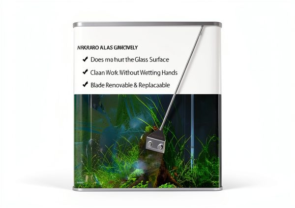 QYONLINE Aquarium Scraper Stainless Steel Extendable Handle-6