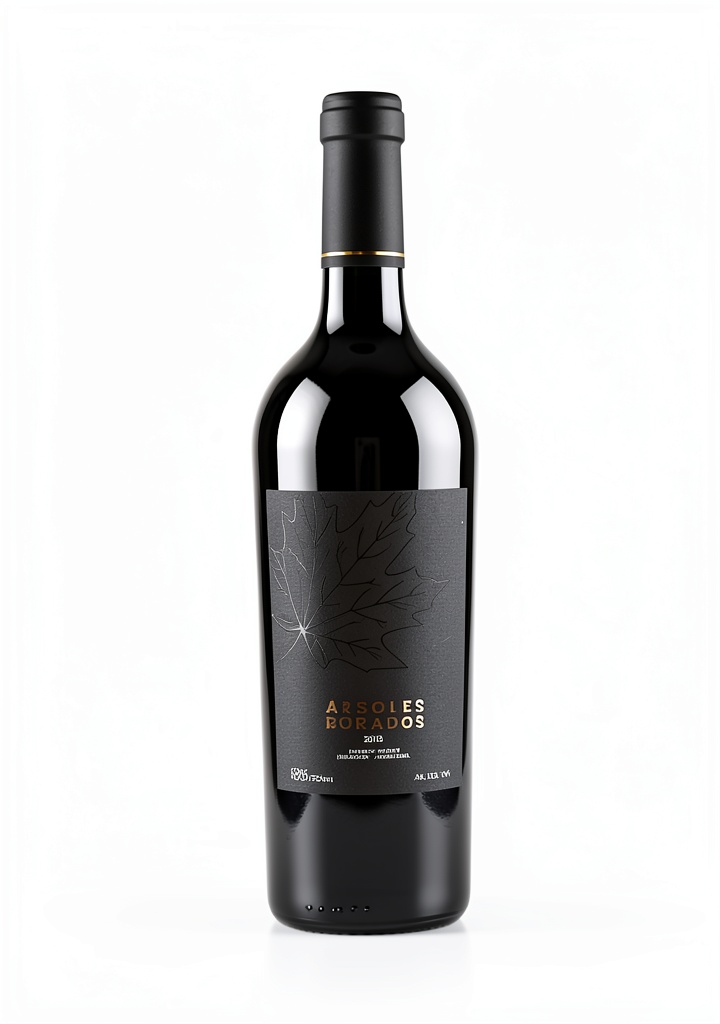 Bottle of Arboles Dorados Red Wine on a wooden table
