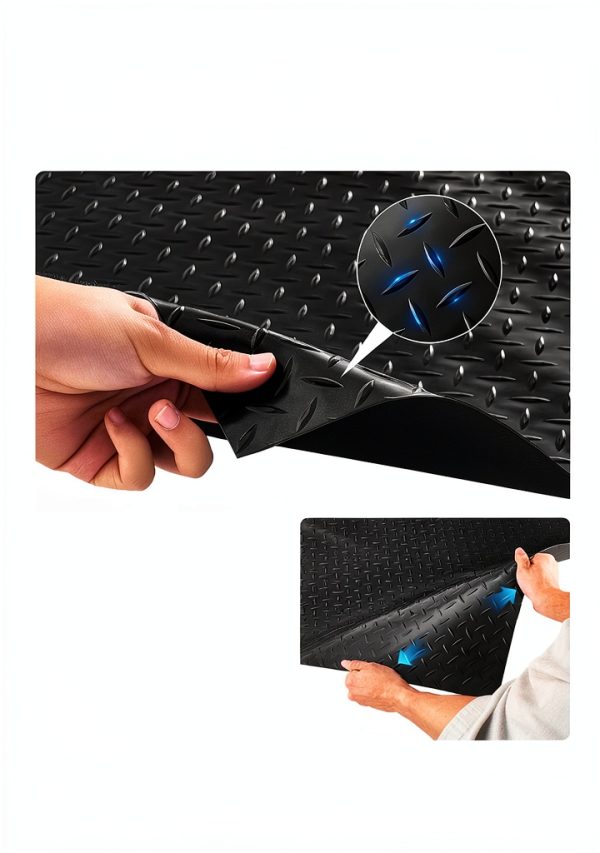 VEVOR Garage Floor Roll 4x10 ft Black PVC Diamond Plate Non Slip Mat-3