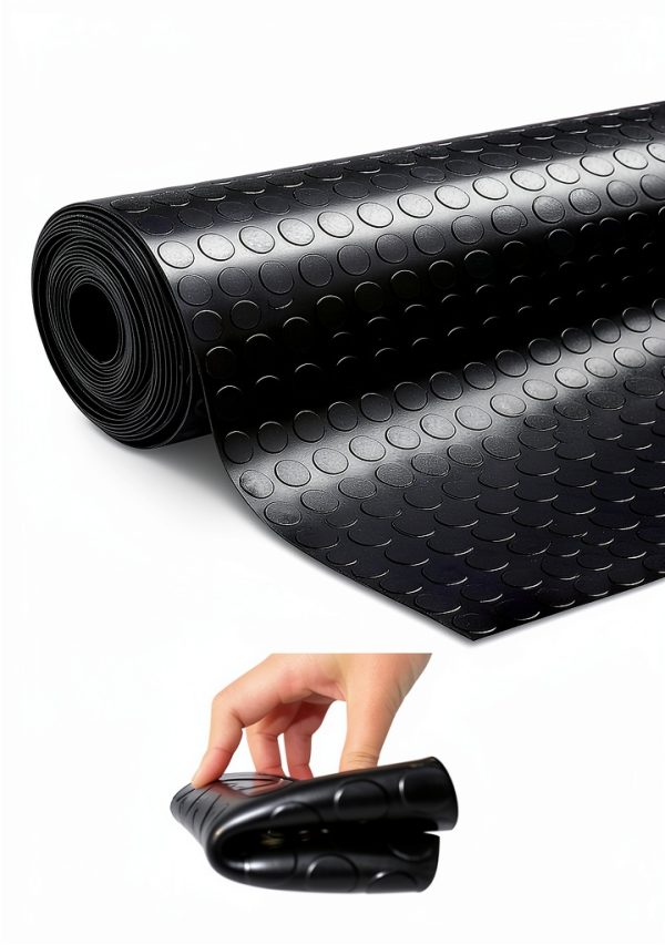Rubber Garage Floor Mat tonchean 16.4ft x3.3ft Black NonSlip 3mm Thick-2