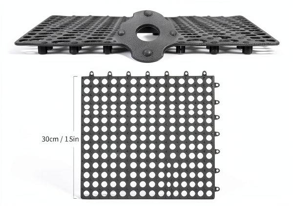 12" x 12" Interlocking Rubber Tiles by Lamzele - Grey Non Slip Mat-1