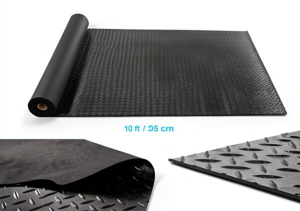 Garage Floor Mat ISXACFF 4x10 ft Thickened Diamond Plate PVC Duty-1