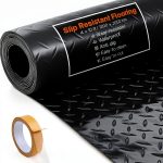 VEVOR Garage Floor Roll 4x10 ft Black PVC Diamond Plate Non Slip Mat-0