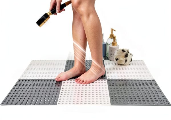 12" x 12" Interlocking Rubber Tiles by Lamzele - Grey Non Slip Mat-4