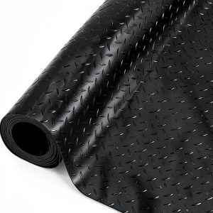 Garage Floor Mat KUJIBGY 16.4x3.2FT Diamond Plate Roll Black-0
