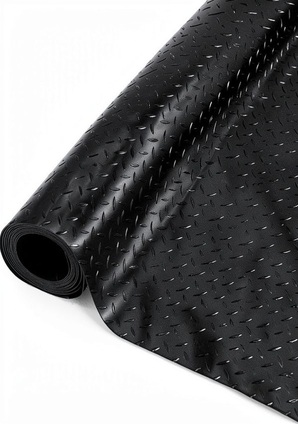 Garage Floor Mat KUJIBGY 16.4x3.2FT Diamond Plate Roll Black-0