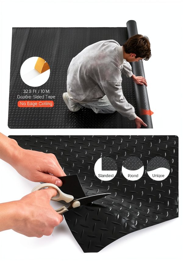 VEVOR Garage Floor Roll 4x10 ft Black PVC Diamond Plate Non Slip Mat-5