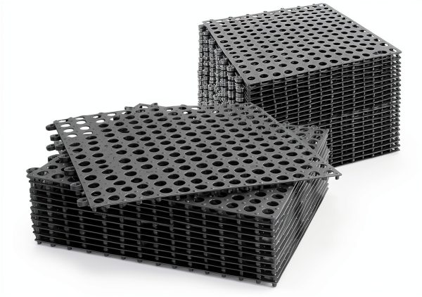 12" x 12" Interlocking Rubber Tiles by Lamzele - Grey Non Slip Mat-0