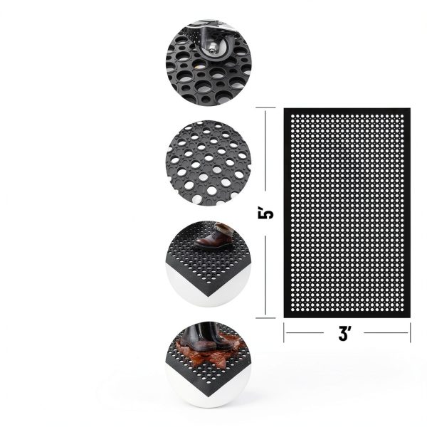 Heavy Duty Rubber Floor Mat Ottomanson 36x60 Black Non Slip Waterproof-0